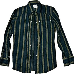 Versace Jeans Couture Button Up Shirt Medium Black with Brown.